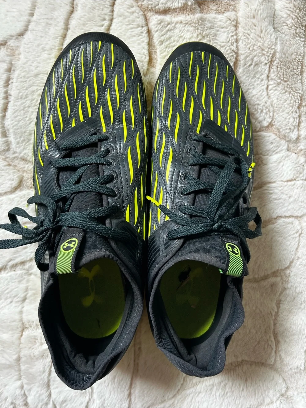Under Armour Black Athletic Shoes with Neon Green Accents